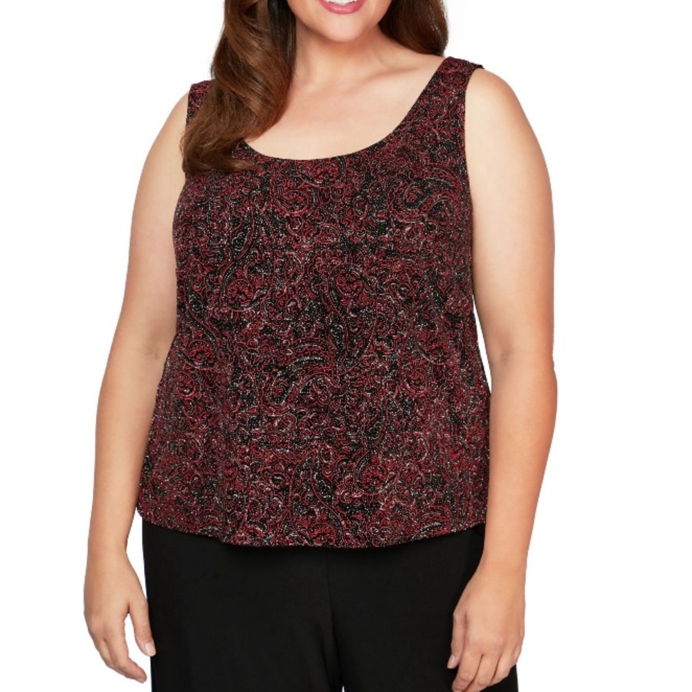 Women’s Black/Red Glitter Printed twinset